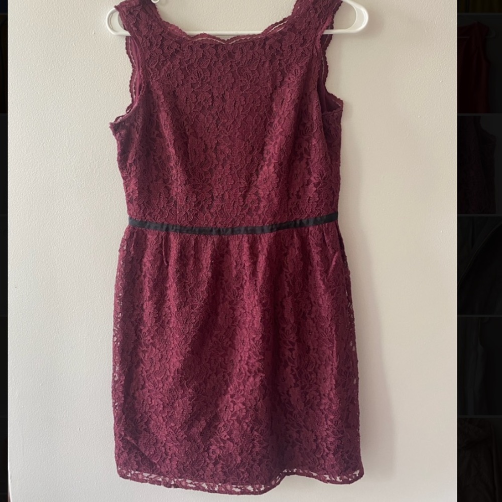 Mulberry red lace dress by Ralph Lauren